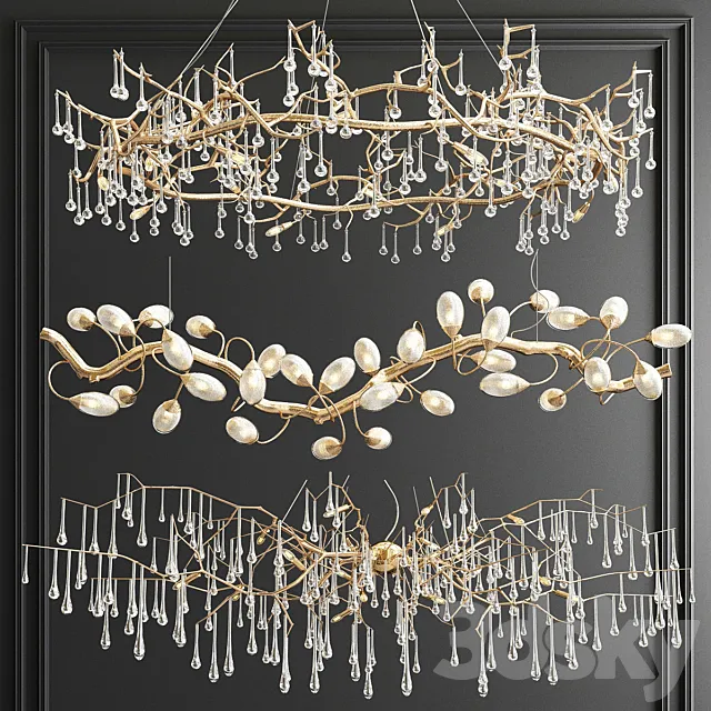 Serip Lotus Bijout Chandelier - 3 types 3D Model