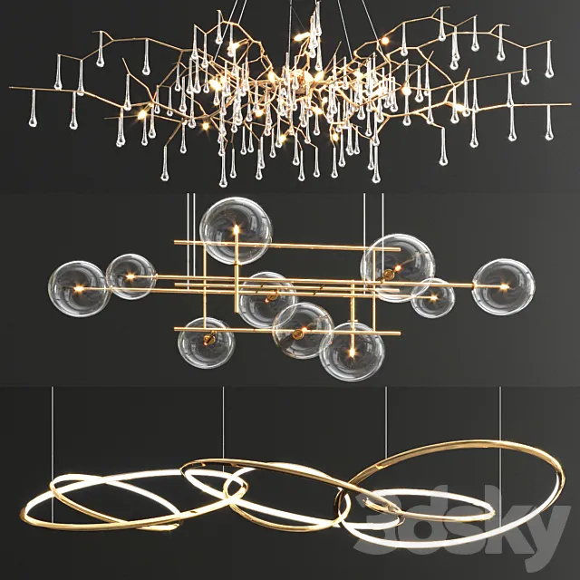 Serip Orizzontale Ring Chandelier - 3 type 3D Model