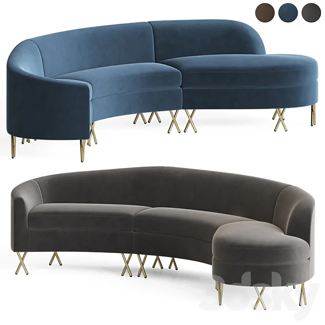 Serpentine Sectional Sofa 3D Model