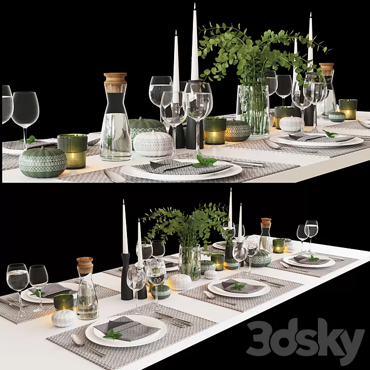 serving table set 001 3D Model