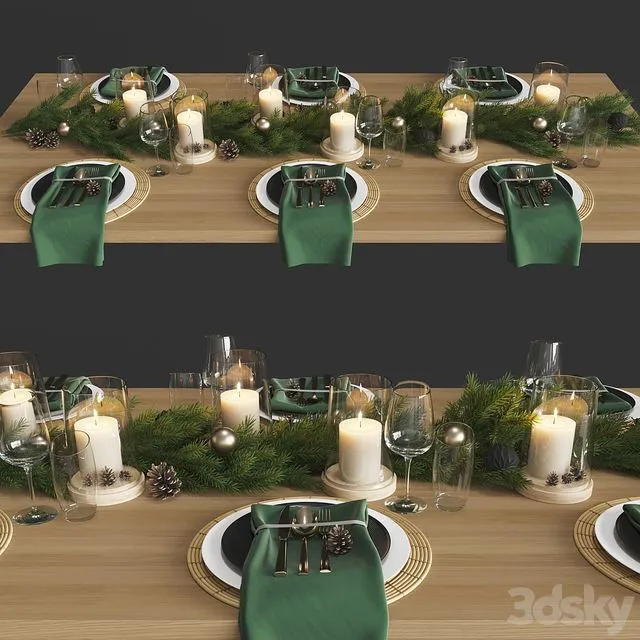 serving table set 003 3D Model