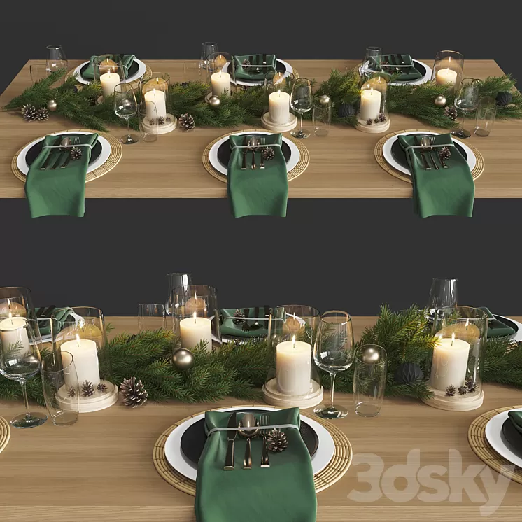 serving table set 003 3D Model