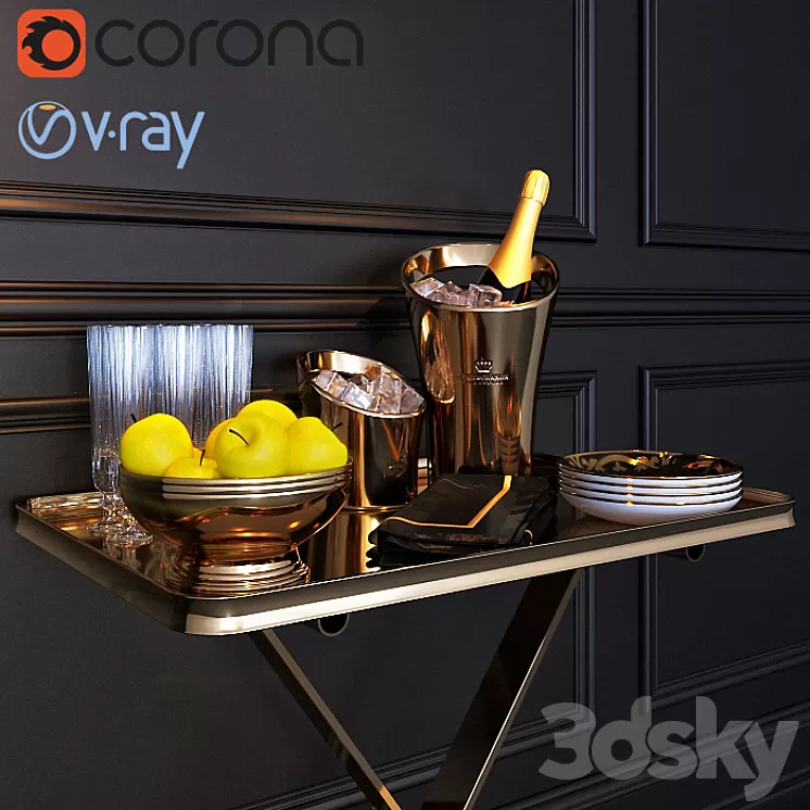 Serving trolley / dinner wagon 3D Model