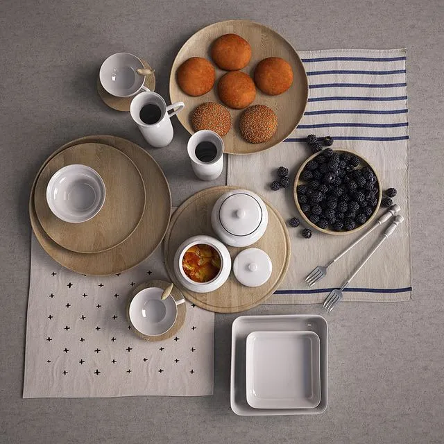 Serving with blackberries 3D Model