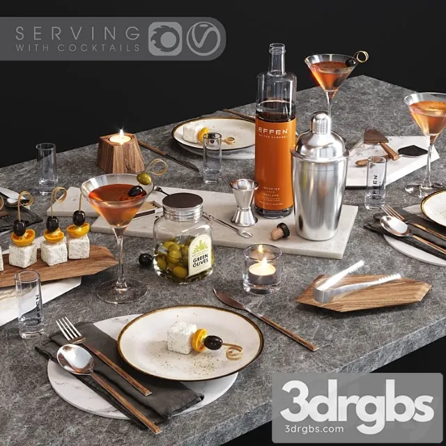 Serving with cocktails 3D Model Free