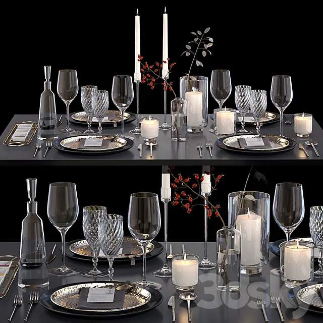 Serving with rose hips 3D Model