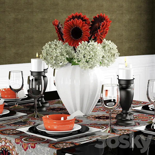 Serving with sunflowers 3DModel