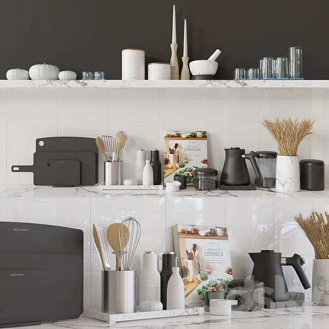 set 002 Kitchen 3D Model