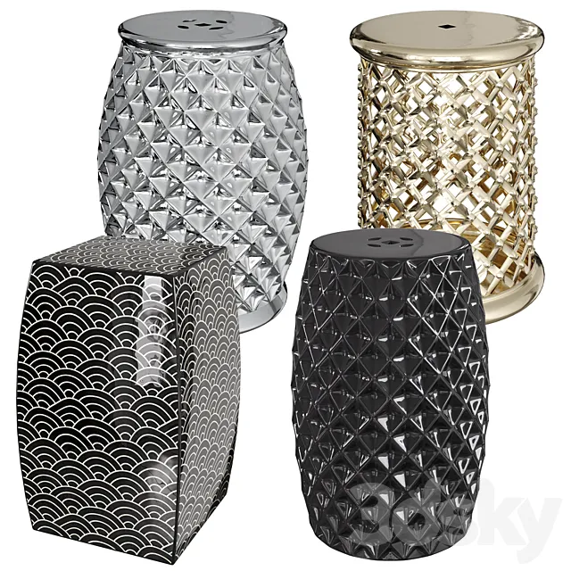 Set 2 of ceramic stools 3DModel