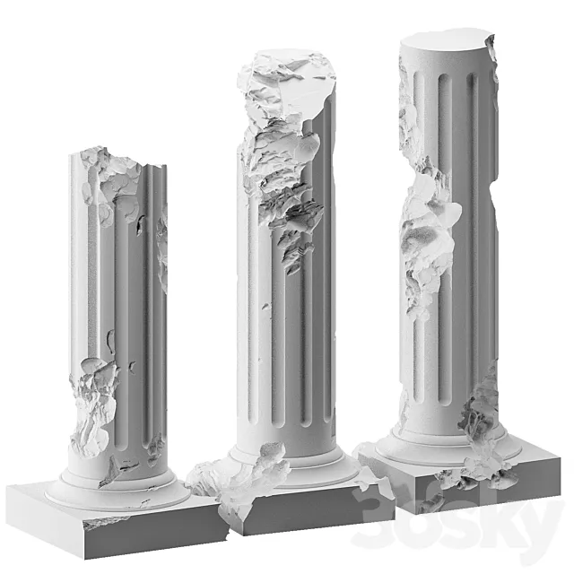 set aged balusters 3D Model
