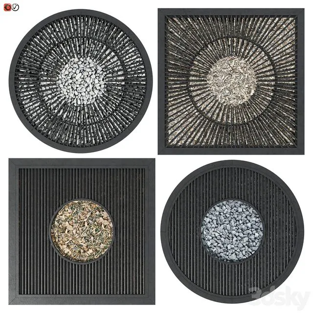 Set barrel grids for wood 04 3D Model
