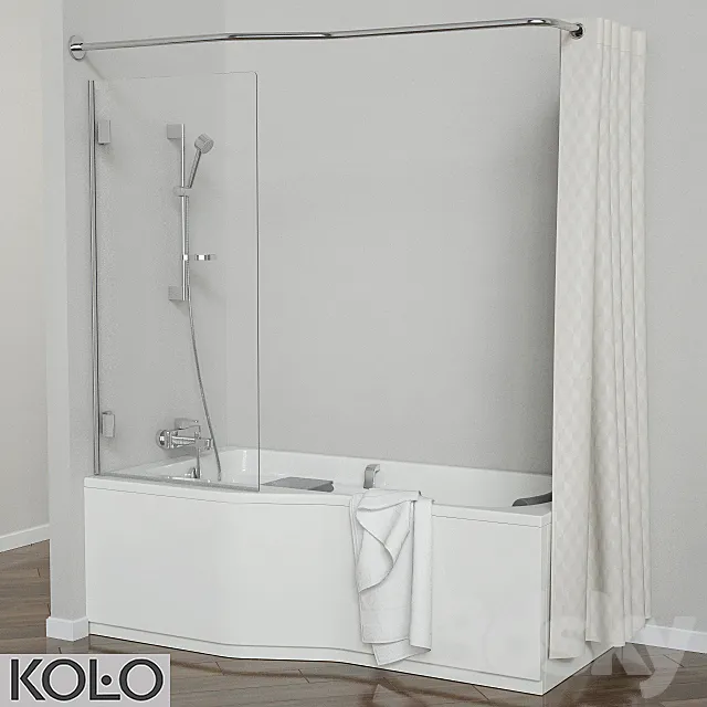 Set baths Comfort Plus TM KOLO with glass curtains and soft 3DModel