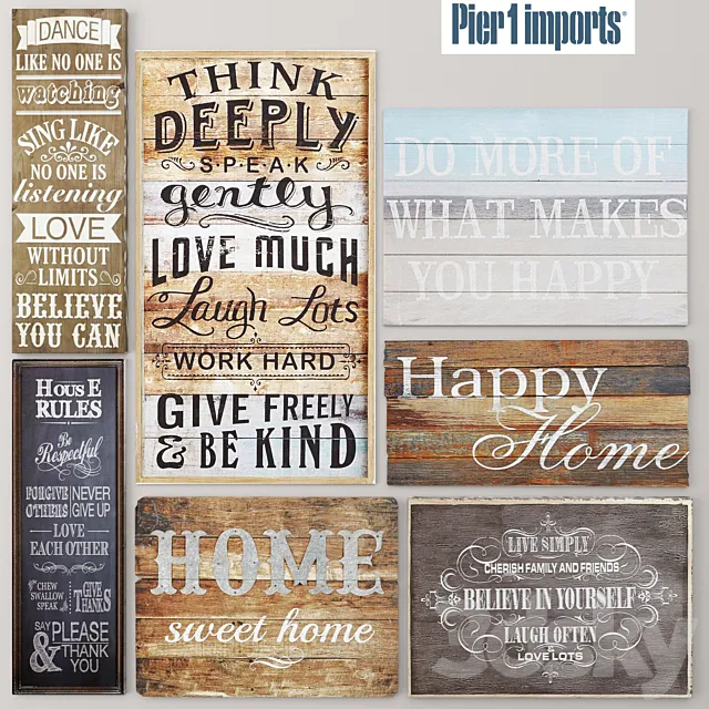 Set. Boards. Pictures. signboards. wooden decor. eco design 3DModel