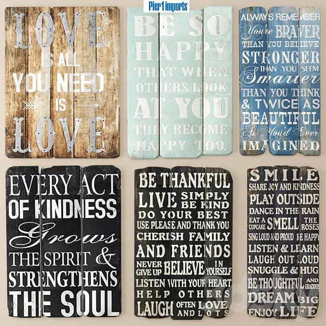 Set. Boards. Pictures. signboards. wooden decor. eco design 3DModel