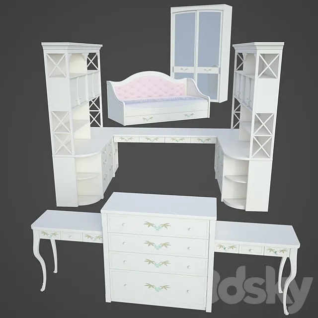 Set children's furniture in the style of Provence 3DModel