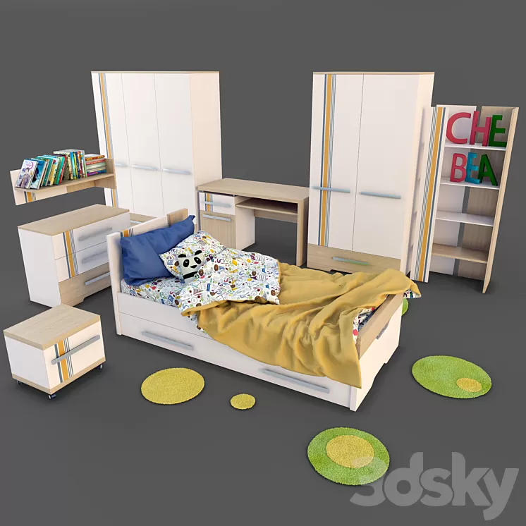 Set children's furniture Titouan 3D Model