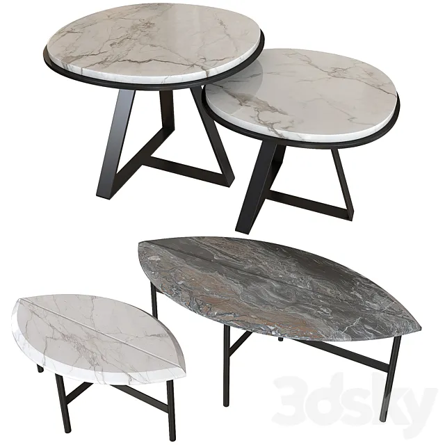 Set coffee table 003. BOOK ONE & TWO. Meridiani JUDD 3DModel