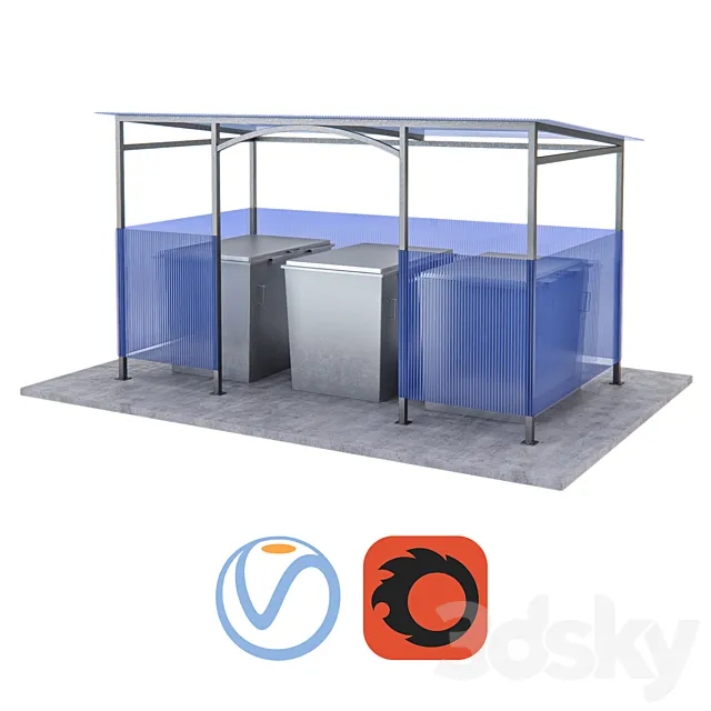 Set dumpsters with sheds and playground Free Download