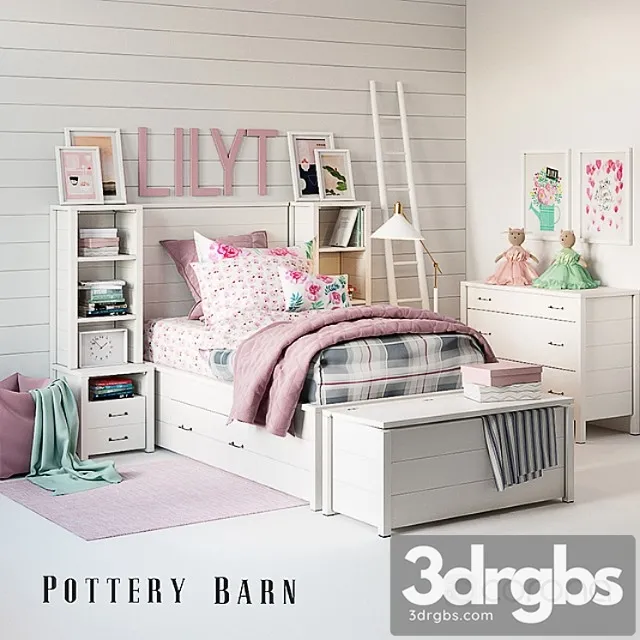 Set for Baby Girl Plaid Bedroom 3D Model Free