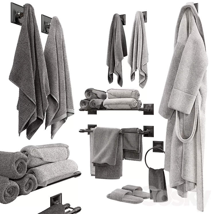 Set for bathroom and bathroom 3D Model Free