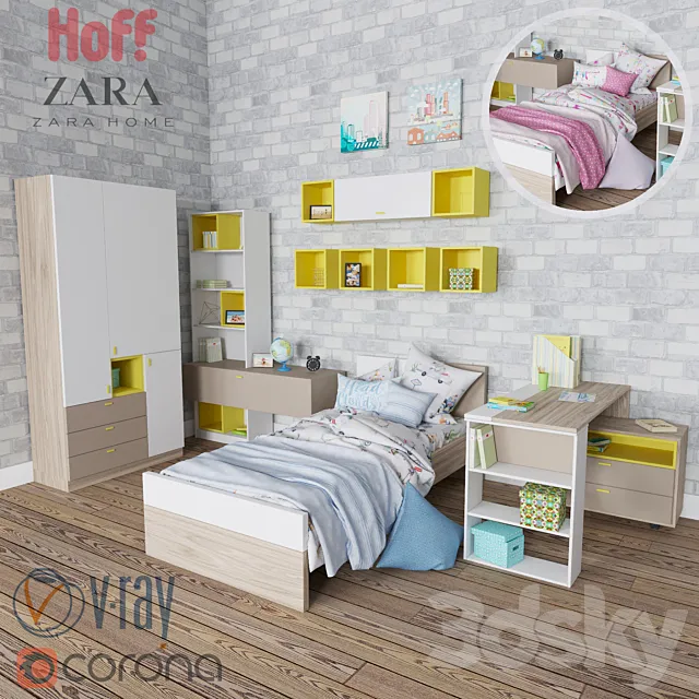 Set for children Hoff Fusion bedding Zara Home for boys and girls 3DModel
