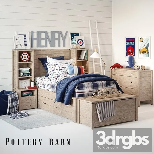 Set For Children Plaid Bedroom 3D Model Free
