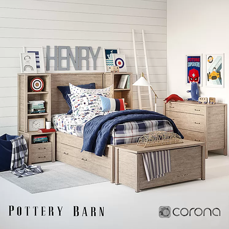 Set for children's Plaid bedroom 3D Model