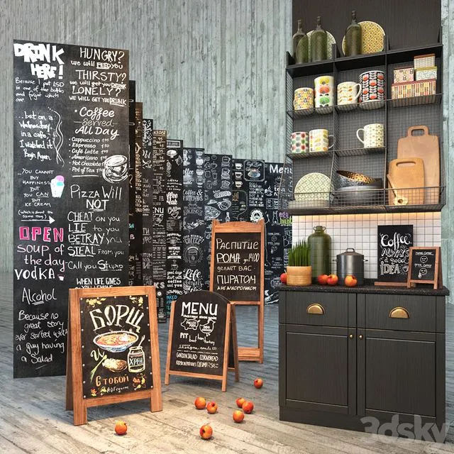 Set for creating slate surfaces with images of chalk 2 Free Download