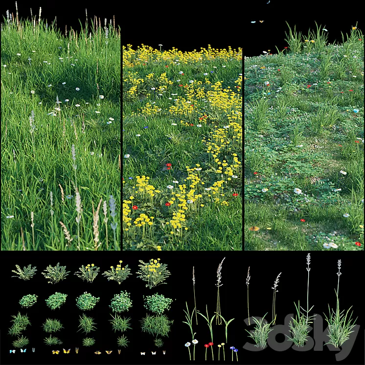 Set for landscaping 3 3D Model