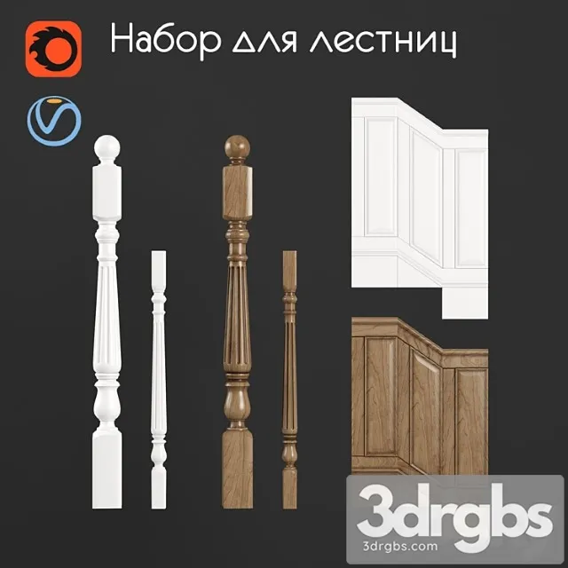 Set for stairs 1 3D Model Free