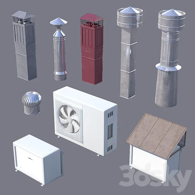 Set for the roofing of houses 01 3DModel