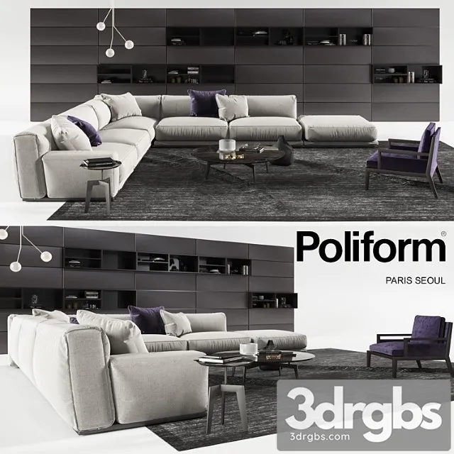 Set from poliform paris 2 3D Model Free