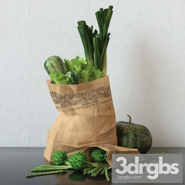 Set Green Vegetables 3D Model Free