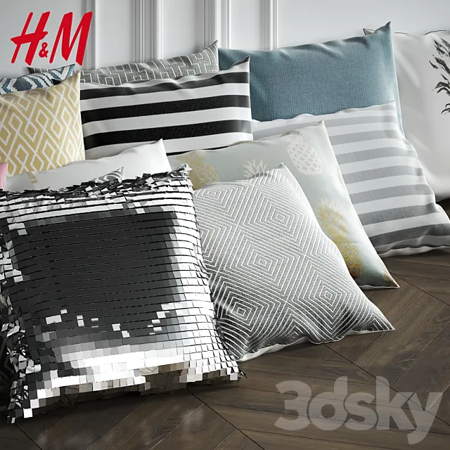 Set H&M Pillow 32 Pack 3D Model