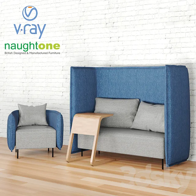 Set Naughtone: Cloud sofa armchair and Riley table 3D Model