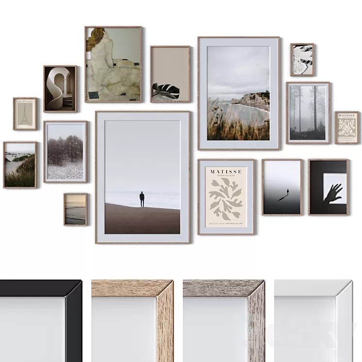 Set of 15 wall paintings 2324 3D Model Free