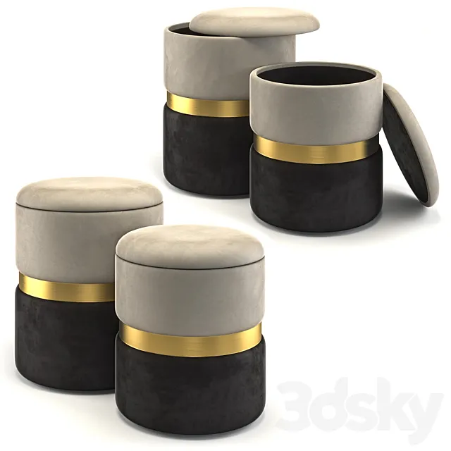 Set of 2 ottomans New-York My Interno 3DModel