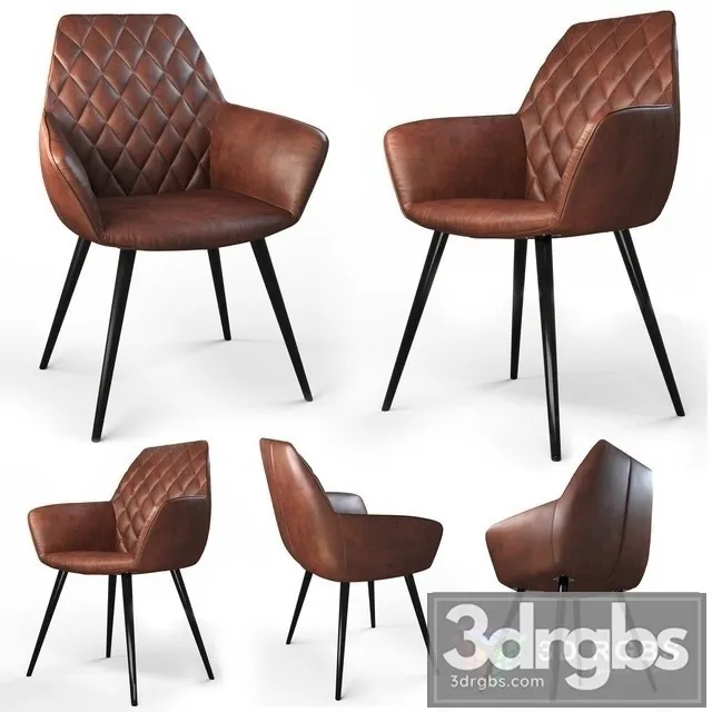 Set of 2 Xena Eco Leather Dining Chair 3D Model Free