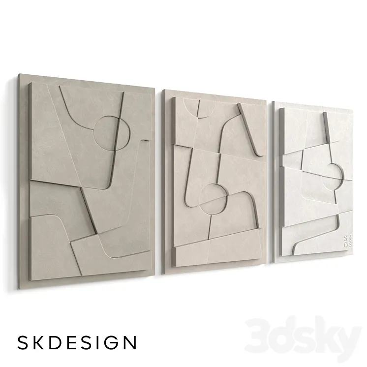 Set of 3 panels Elements 3D Model Free