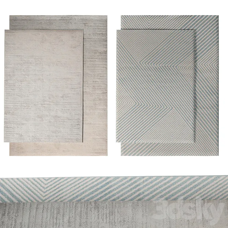 Set of 4 rugs from luxdeco Luzon and Pembroke Cross series 3D Model Free