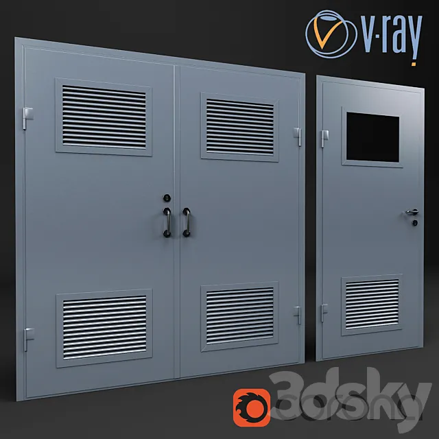 set of 6 doors for switchboard factory "ProfMaster". Vray corona. 3D Model