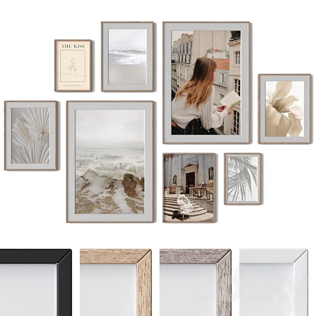 Set of 8 wall paintings 2483 3D Model