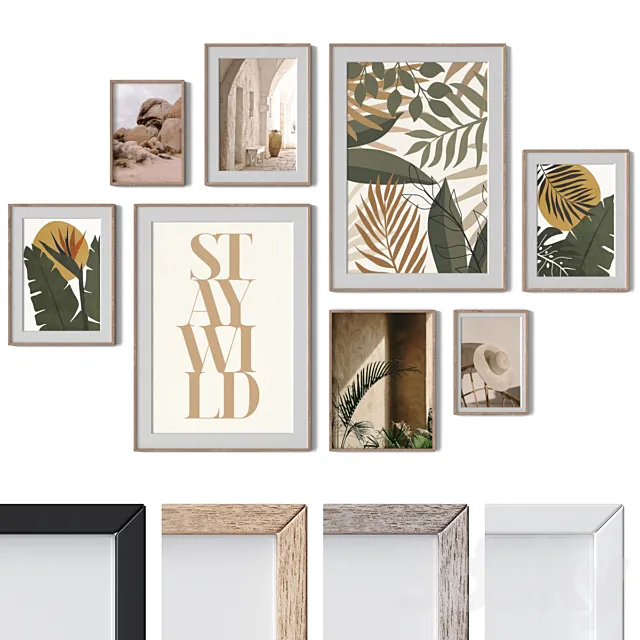Set of 8 wall paintings 2749 3D Model