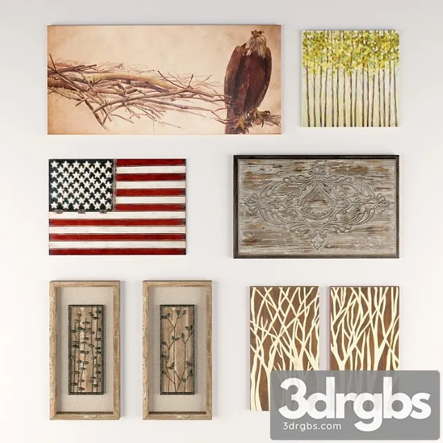 Set of 9 pictures 3D Model Free