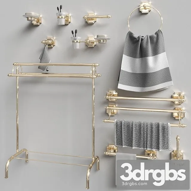 Set of Accessories for the Bathroom Berkley Gold Gaiamobili 3D Model Free