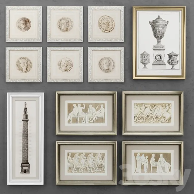 Set of antique paintings 3DModel
