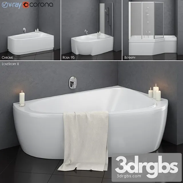 Set of Asymmetric Baths Ravak Set 14 Lovestory ii Chrome Rosa 95 Behappy Free Download