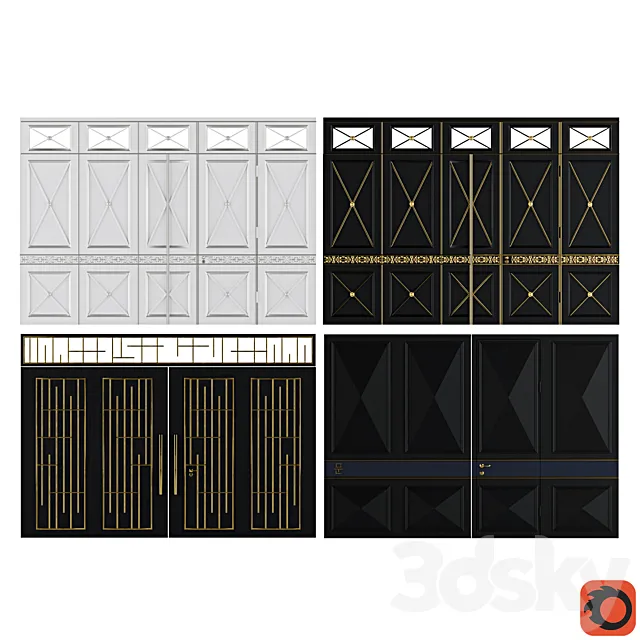 Set of author’s metal hinged gates 3D Model