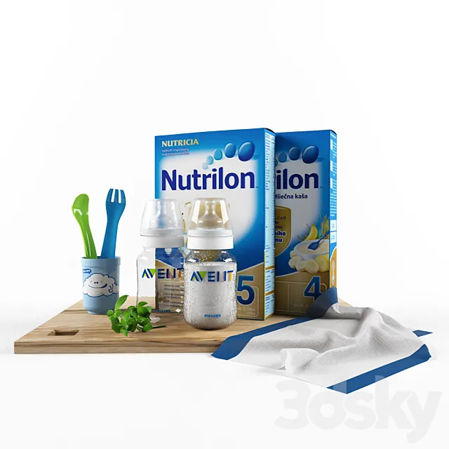 Set of baby food 3D Model