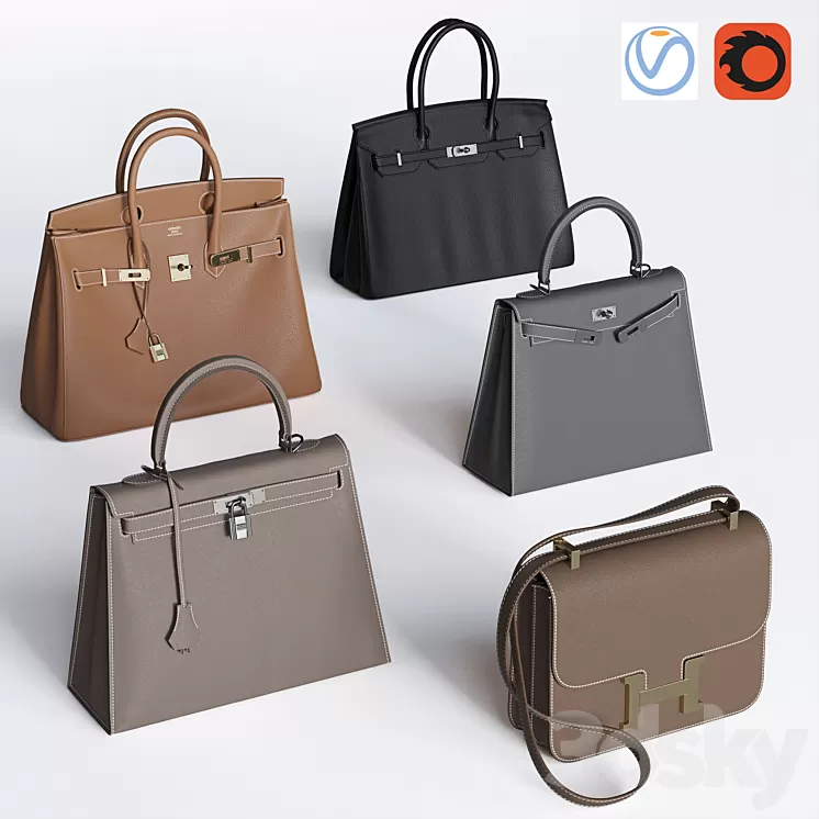 Set of bags 7. Hermes 2 3D Model
